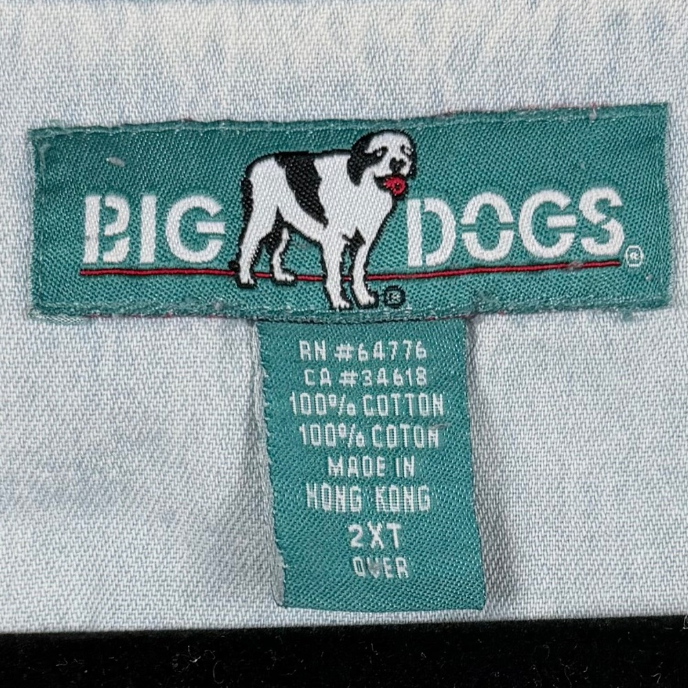 Big Dogs Mens 2XT Light Blue Denim Polo Shirt Short Sleeve Graphic Logo 00268 - Picture 3 of 9